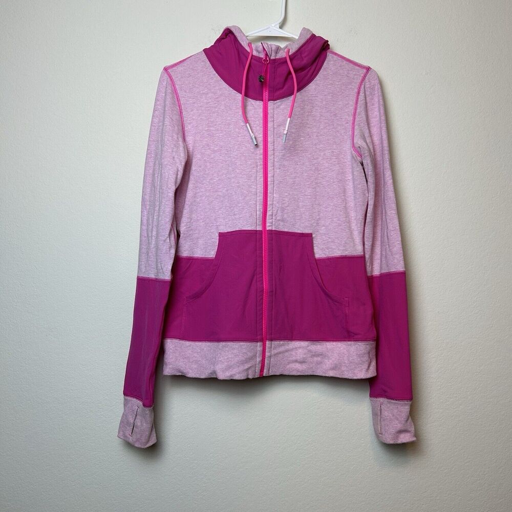 Lululemon Hoodie Womens 6 Voyager Pink Full Zip Colorblock Athleisure Active Gym
